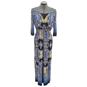 Floral V-Neck Maxi Dress - Multicolor
